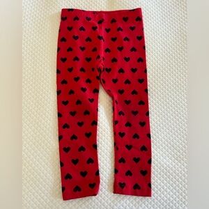 GUC brand 3T red leggings with navy blue hearts.
